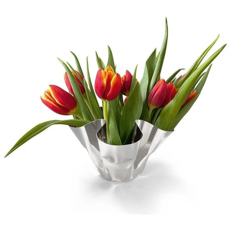 Sonderaktion Vase & Windlicht handgefalteter Edelstahl, einzigartiges Faltendesign – Margeaux | Philippi