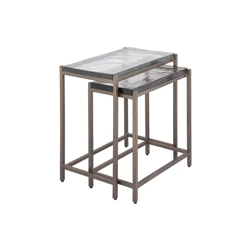 Sonderangebot Beistelltisch aus Eisen in rechteckiger Form mit robustem Glasaufsatz und elegantem Design – Lucinde | PTMD