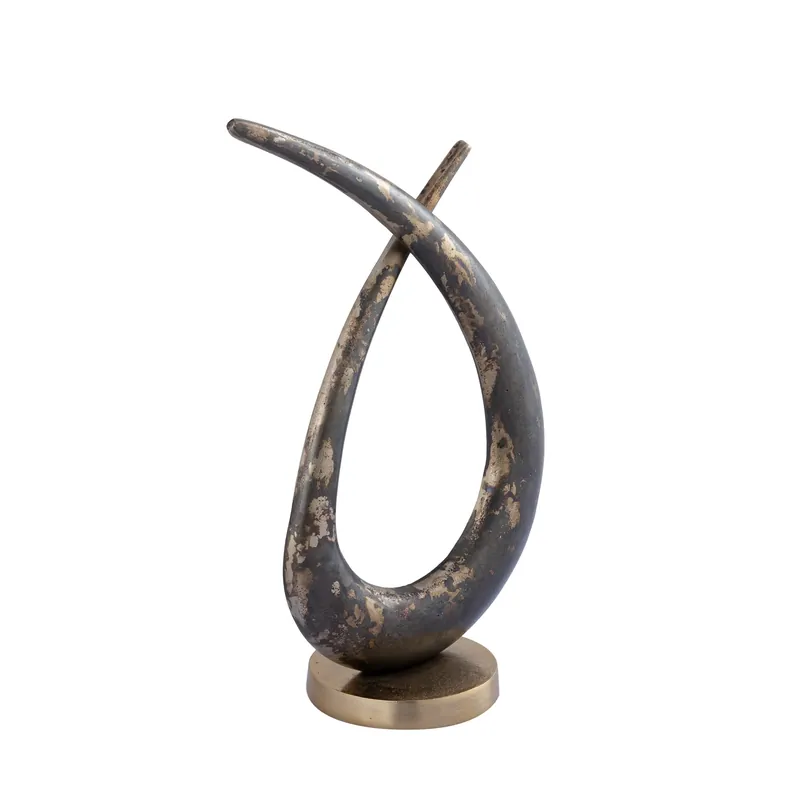 Statue – Loop Design, Rustikale Oberfläche, Aluminium Material, Gold – Kayen | PTMD Online Kaufen