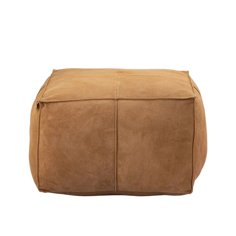 Hocker – Wildleder, Quadratische Form, Weiche Polsterung, Camel – Marieke | PTMD Kracherpreis