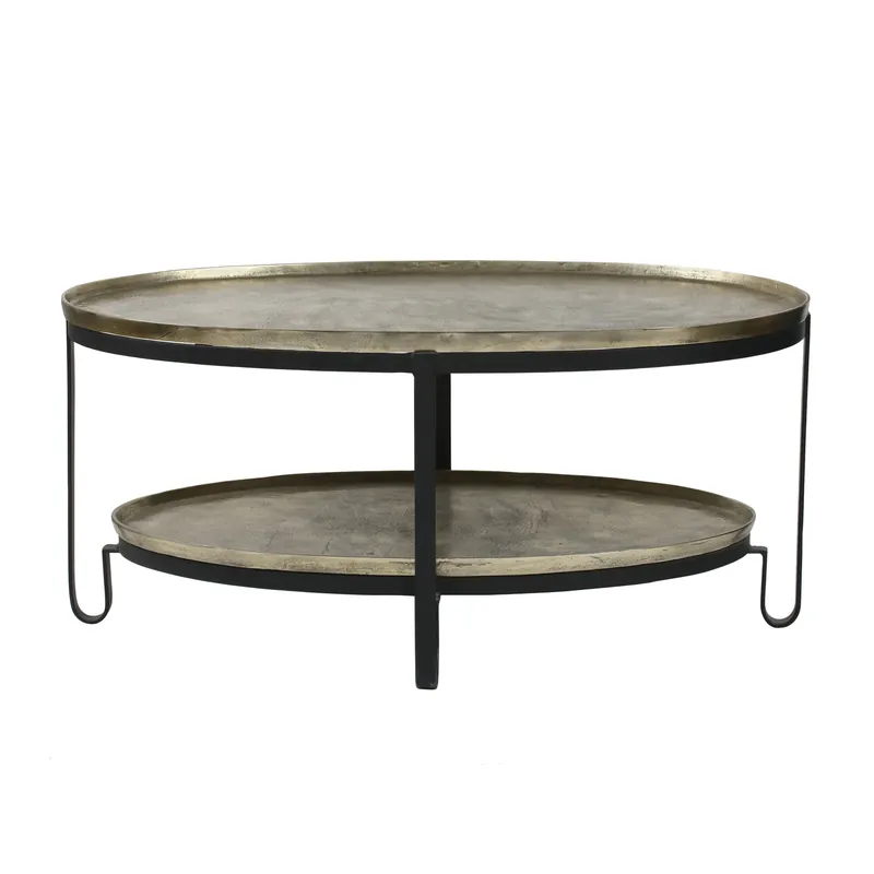 Couchtisch – Goldene Farbe, Aluminium Tischplatte, Eisen Gestell – Kae | PTMD Angebot