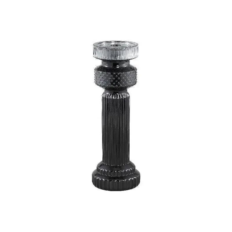 Kerzenständer aus hochwertigem schwarzem Glas mit eleganter Silhouette, glänzender Oberfläche und zeitlosem Design L – Fadri| PTMD Saisonangebot