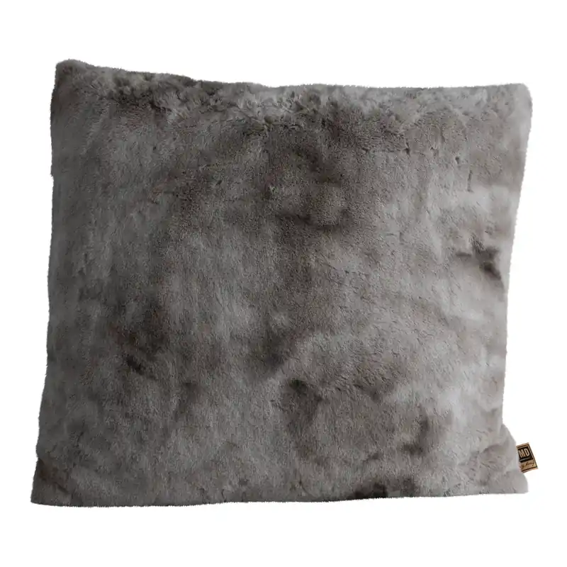 Kissen – Kunstfell, Flauschige Haptik, Quadratische Form, Grau, L – Linde | PTMD Echt