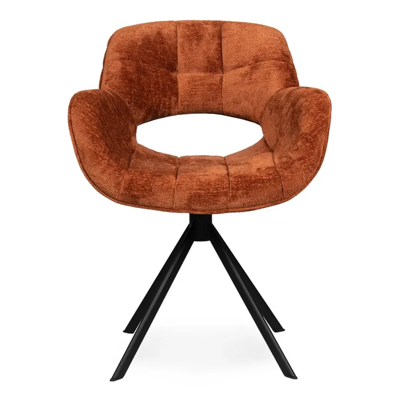 Neu Esszimmerstuhl aus Polyesterstoff mit gepolsterter Schalensitzform und Metallgestell – Link | PTMD