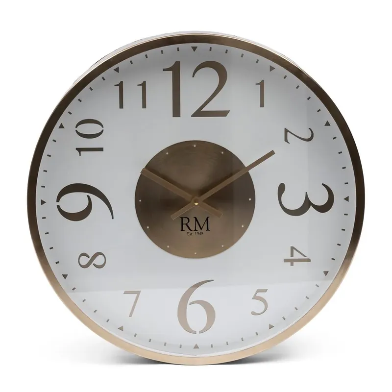 Aktuell Wanduhr Rund Glas Gold mit Ziffern 51 cm 1 – Venosa | Rivièra Maison