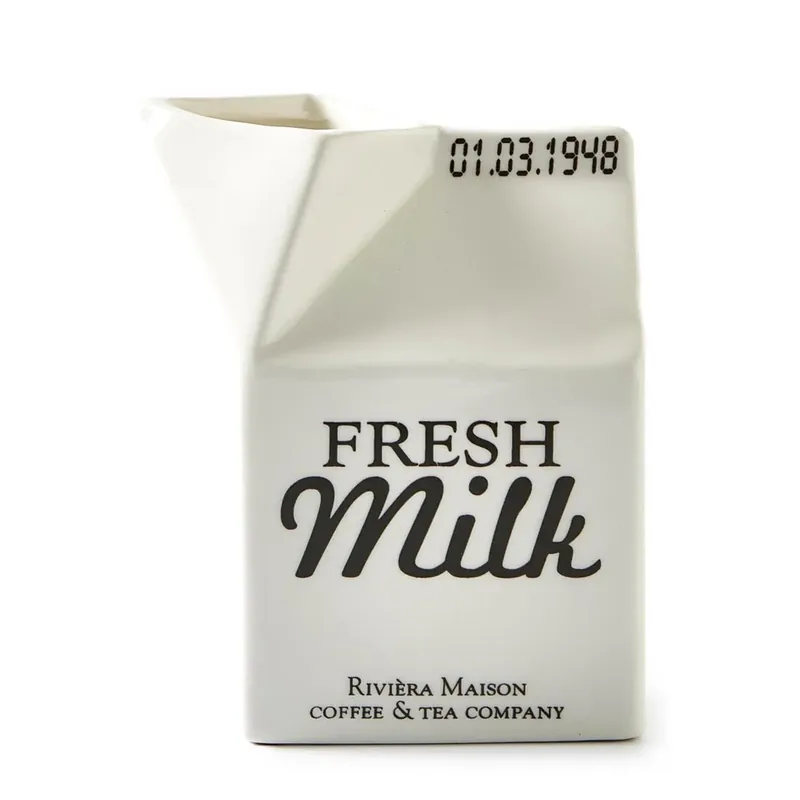 Milchkännchen Porzellan Weiß, Spülmaschinen- & Mikrowellengeeignet – Carton Milk Jar | Rivièra Maison Mega-Angebot