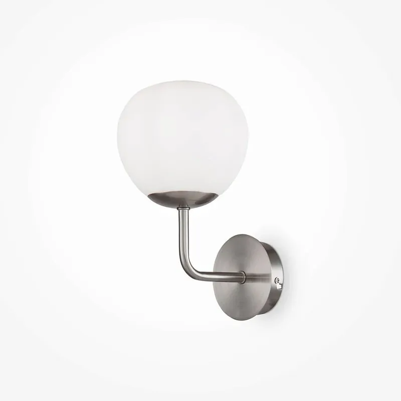 Wandleuchte mit Satin-Nickel-Finish und weißem satiniertem Glasschirm – Erich | Maytoni Letzte Chance