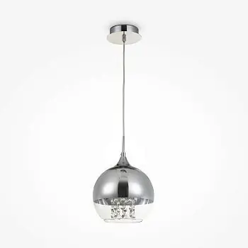 Online Kaufen Pendelleuchte mit Nickel-Metallrahmen, klarem Glas und Kristallakzenten im luxuriösen Design – Fermi | Maytoni