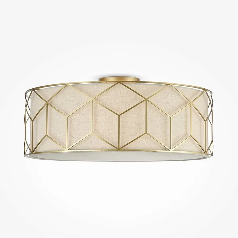 Saisonangebot Deckenleuchte Gold Leinenlampenschirm 5× E27 – Messina | Maytoni