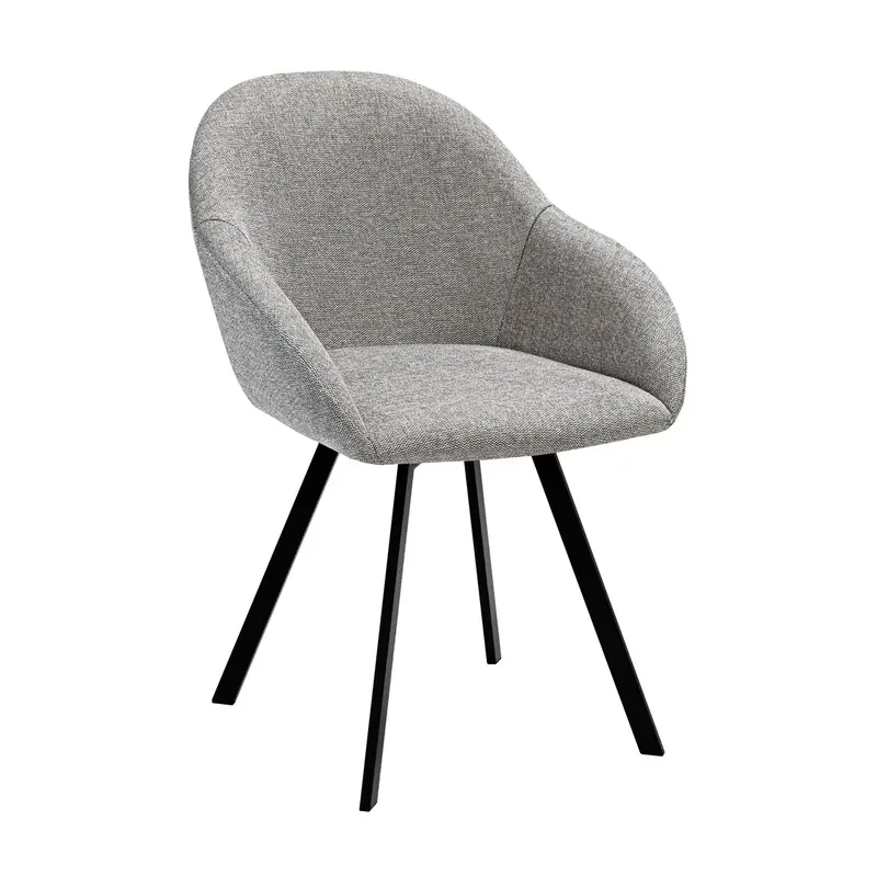 Preiswert Drehstuhl – Grau Bouclé Polsterung, Schwarzes Metallgestell, 180° Drehfunktion - Olof | Kick Collection