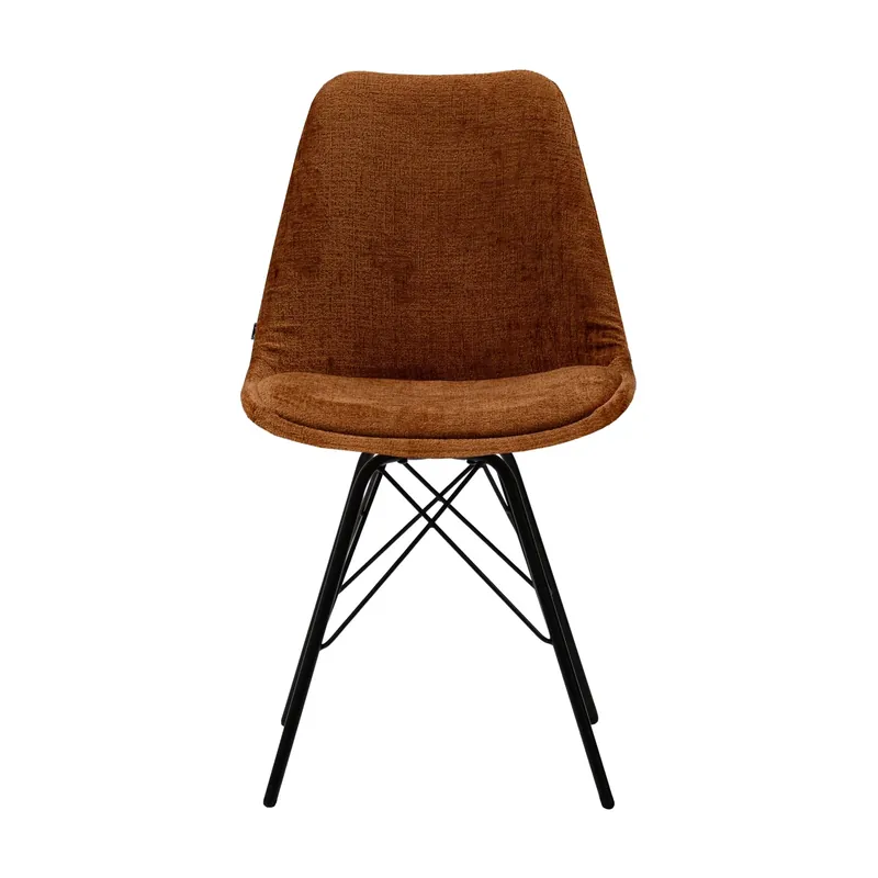 Must-Have Esszimmerstuhl – Terrakotta Strukturstoff, Schwarzes Metallgestell, Moderne Schalenform - Bren | Kick Collection