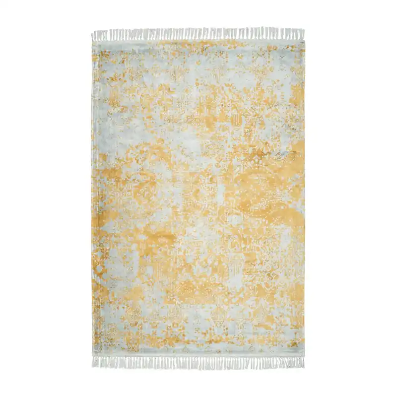 Preis Gesenkt Teppich Kurzflor Viskose Fransen Grau/Gold – Dolce Vita 325 | Kayoom