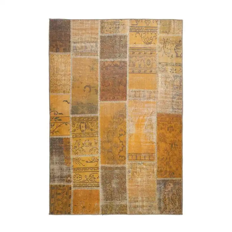 Top-Seller Teppich goldene Farbe Flachflor-Optik Vintage-Motiv – Faye 525 | Kayoom