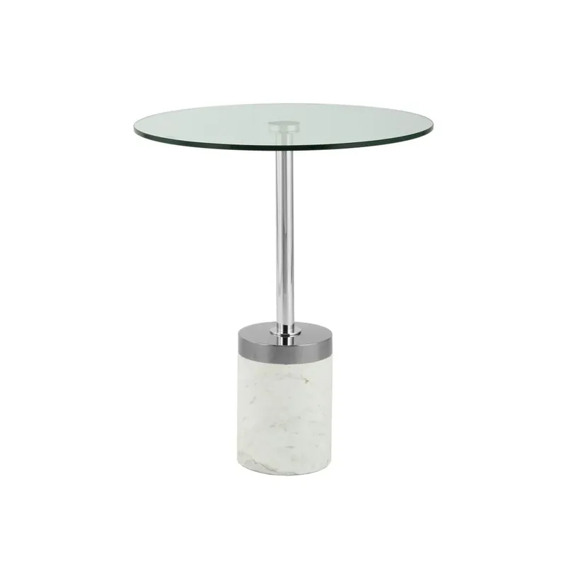 Beistelltisch Glasplatte Marmoroptik-Sockel minimalistisch vielseitig – Lana 125 | Kayoom Ausverkauf