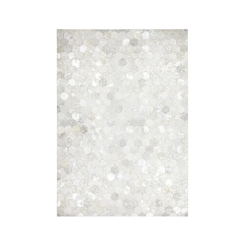 Lederteppich – Echtes Leder, Silberne Applikationen, Wabenmuster Design, 80 x 150 cm - Spark 210 | Kayoom Must-Have
