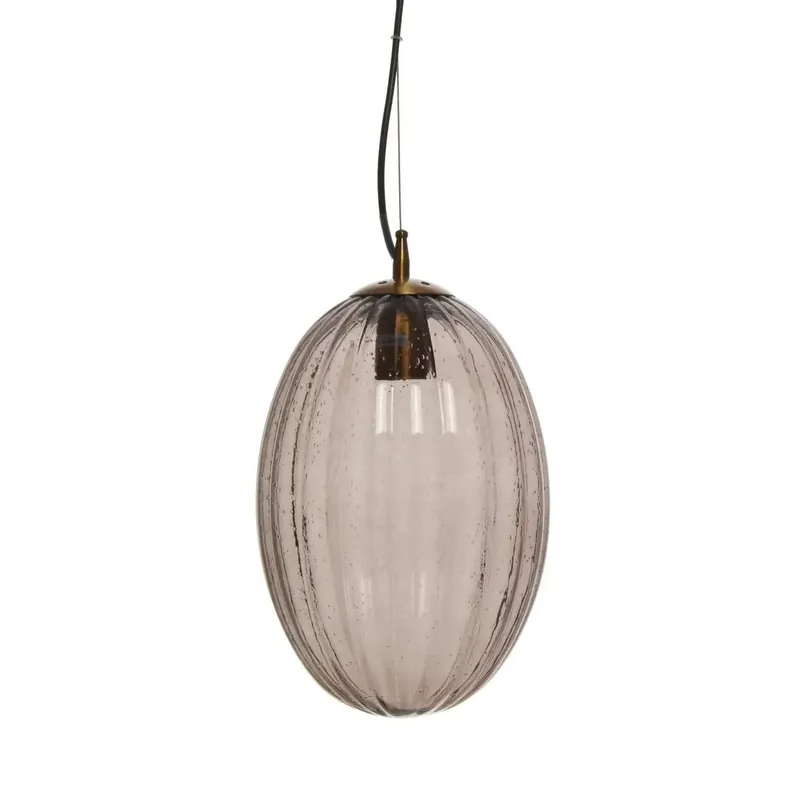 Nur Für Kurze Zeit Pendelleuchte – Graues Glas, Retro-Stil, Strukturierte Oberfläche, 36 cm - Virgina 125 | Kayoom