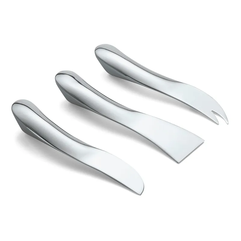 Bestpreis Käsemesserset Hochglänzender Edelstahl, Ergonomischer Wellen-Griff & Geschenk-Holzbox – Wave | Philippi