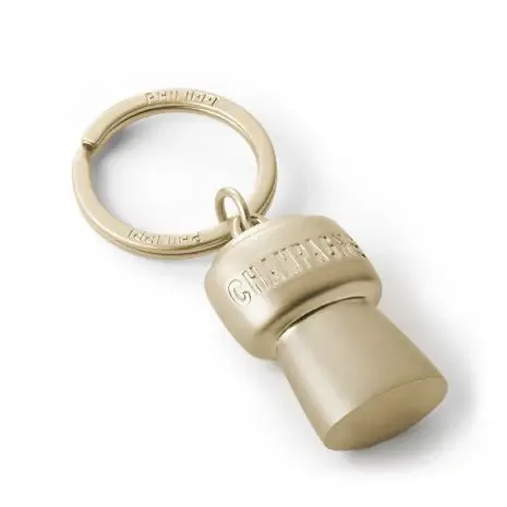 Online Kaufen Schlüsselring Champagner-Korken-Design Mattgold Metallguss & Stilvolles Feiergeschenk – Champagne | Philippi