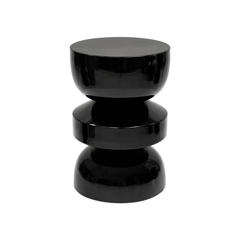Beistelltisch - Massivholzplatte, Metallgestell, Rundes Design, Schwarz – Esra | Kick Collection Finale Aktion