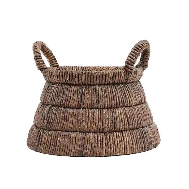 Korb – Handgeflochtenes Flechtmuster, Dunkle Naturtöne, Markante Dreiecksform – Chisomo | Bazar Bizar Antwerp Saisonangebot