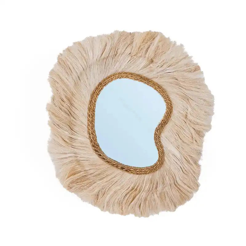 Wandspiegel – Handgeflochtenes Abaca, Gewölbter Rahmen, Küsten Eleganz, L – La Principessa | Bazar Bizar Antwerp Echt