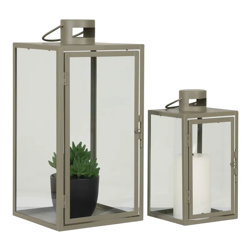 Preisreduziert Laternen-Set – Metall Glas, Grün Farbe, Skandinavisches Design – Corfu | House Nordic