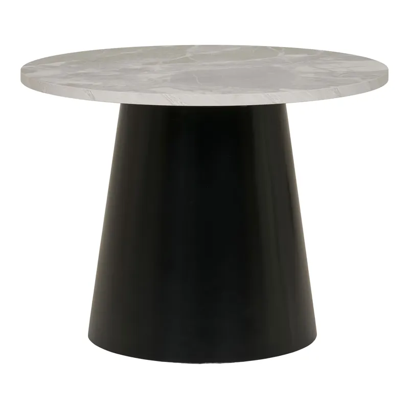 Bestpreis Couchtisch – Grau-Schwarze Marmor-Optik, schwarzes Metallgestell, runde Form – Brito | House Nordic