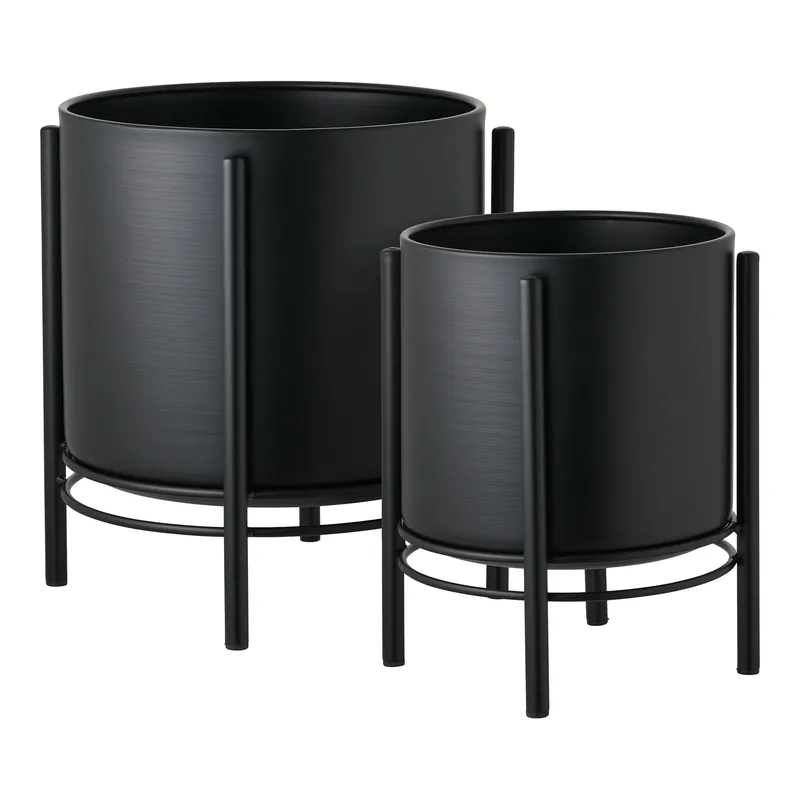 Blumentopf – pulverbeschichteter Stahl, minimalistische Silhouette, mattschwarze Oberfläche | House Nordic Neu Im Sortiment