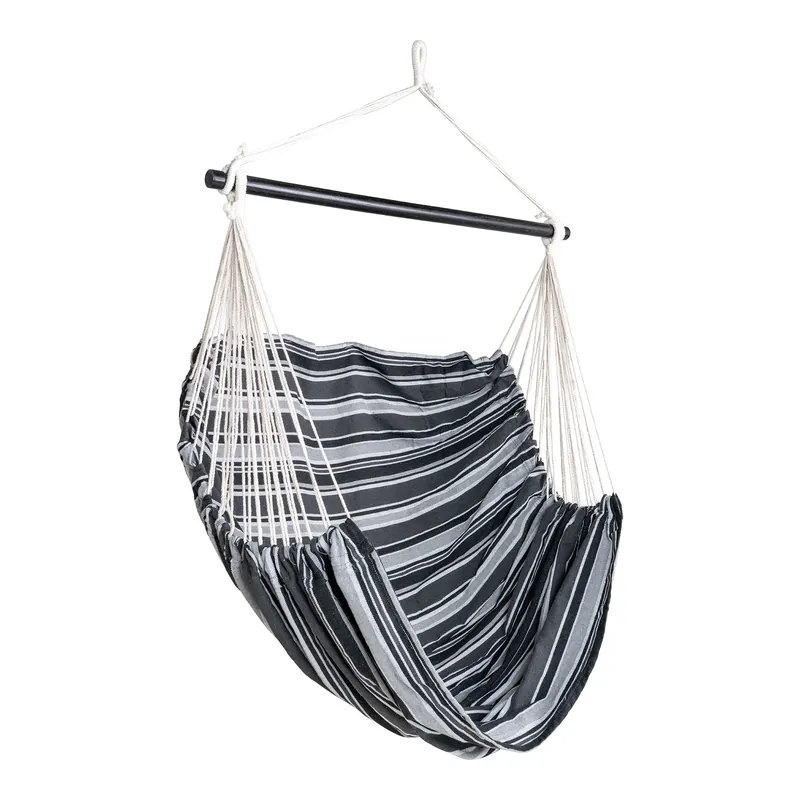 Sonderaktion Hängesessel – Stoff Holz, Schwarz-Grau, Bequemer Relax – Lamia | House Nordic