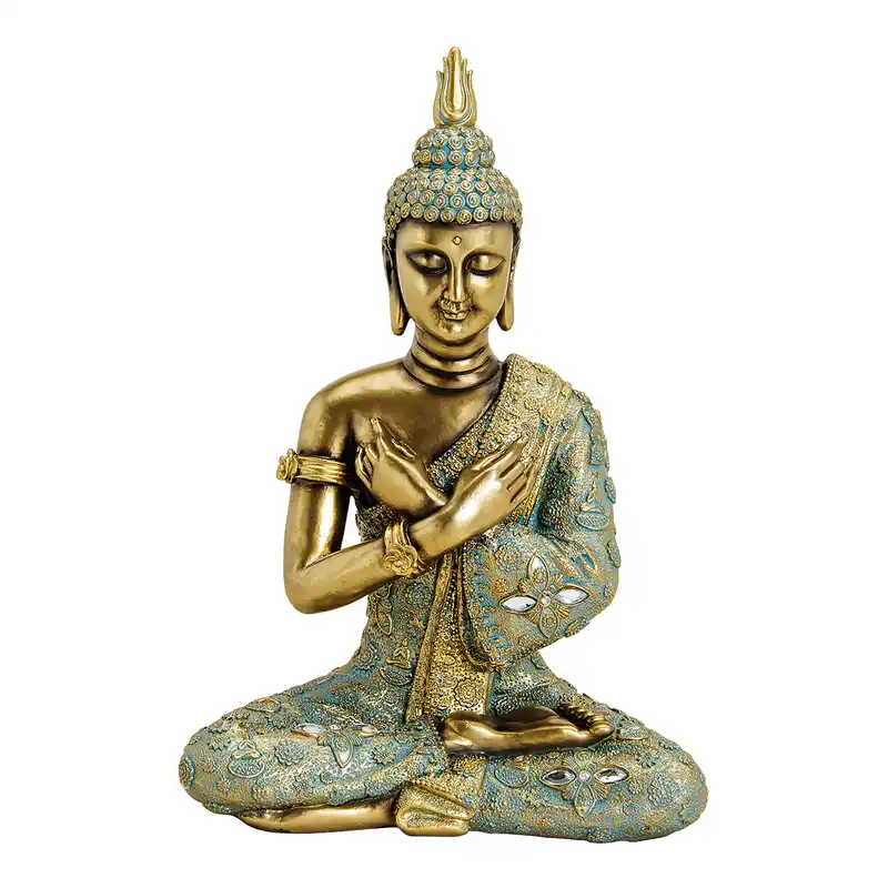 Dekofigur – Goldenes Poly, Sitzender Buddha | Wurm Top-Preis
