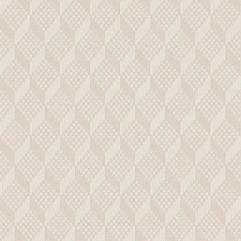 Zertifiziert Vliestapete mit dreidimensionalem Würfelmuster, gestepptem 3D-Effekt und edler Creme-Farbgebung – Grace | Dutch Wallcoverings
