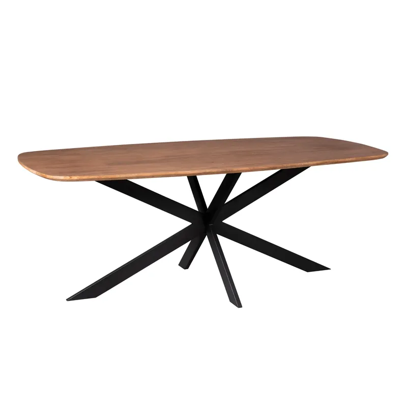 Top-Angebot Esszimmertisch - Ovale Form, Mangoholz, Metallrahmen – Elegance | Starfurn