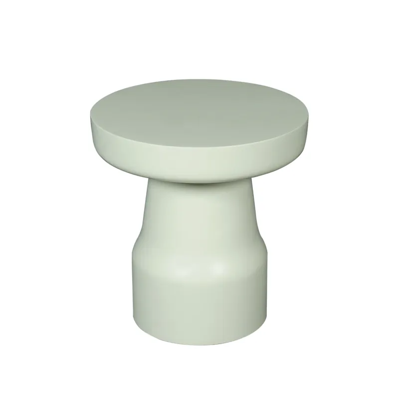 Beistelltisch - Mangoholz Grün, Runde Form, Trommel Design – Drum | Starfurn Heißes Angebot