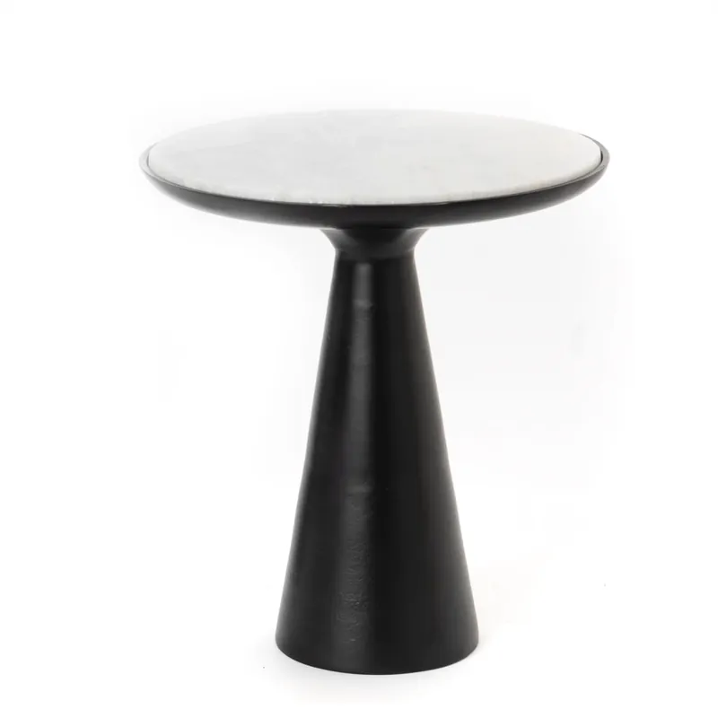 Beistelltisch – Schwarzer Marmor, Metall Gestell, Runde Form, 45 cm – Essy | Starfurn Nur Für Kurze Zeit