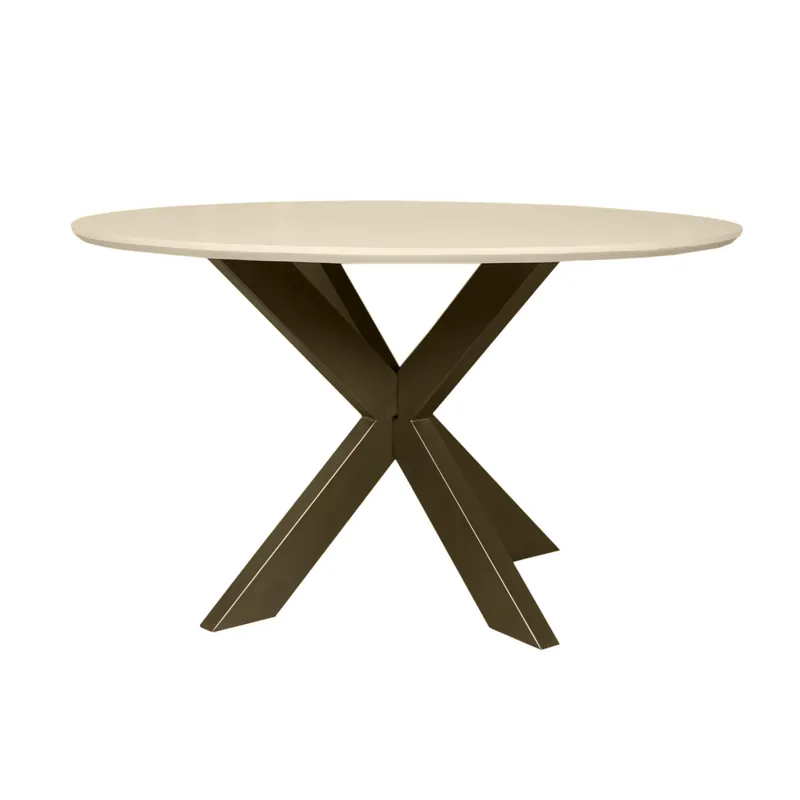Preiswert Esszimmertisch - Runde Form, Sandfarbenes Mangoholz, Bronzefarbenes Metallgestell, 150 cm – Madison | Starfurn