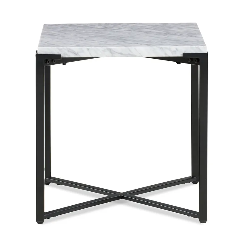 Beistelltisch - Carrara-Marmor – Natürliche Maserung, Gehrungsecken, Pulverbeschichteter Stahl – Saxon | Modus Furniture International Markenware