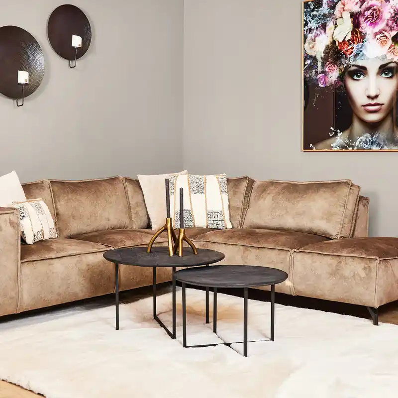 Couchtisch – Schwarzes Mangoholz, Metall Gestell, Zweier Set, 70 cm – Arlington | Starfurn Direkt Vom Hersteller