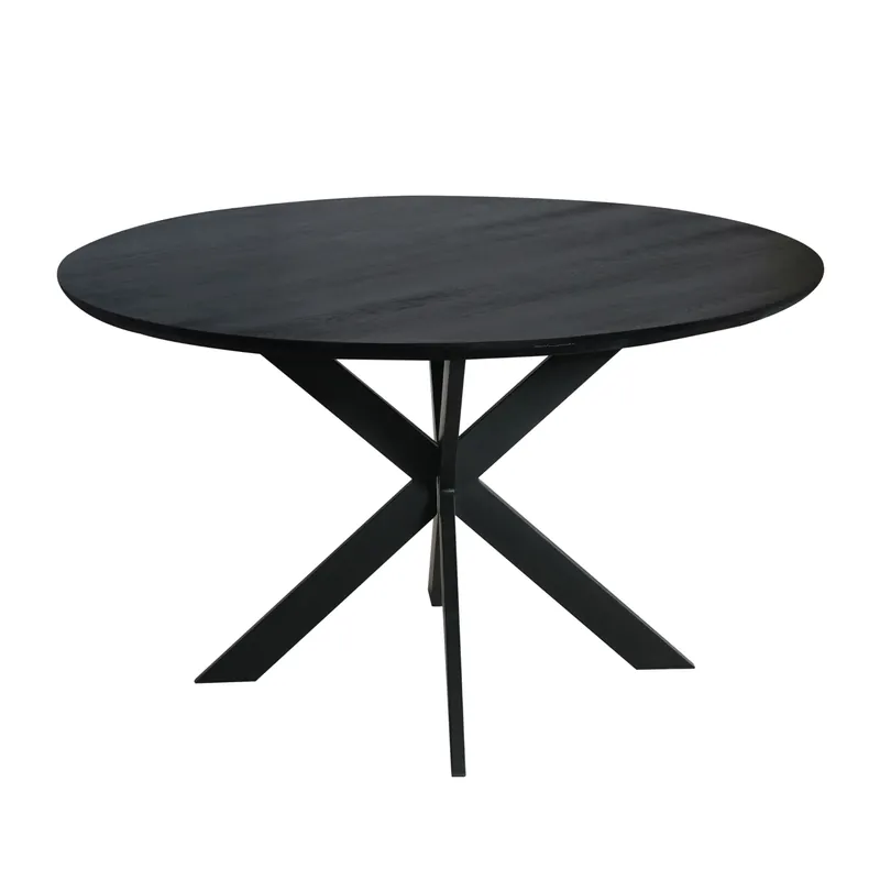 Bestpreis Esszimmertisch - Eiche Schwarz, Metallgestell, Runde Form, 130 cm – Ferris | Starfurn