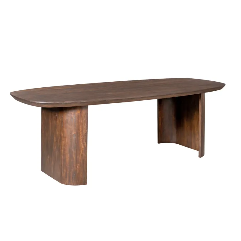 Esszimmertisch – Braunes Mangoholz, Halb Runde Beine, Massives Design 200 cm – Maré | Starfurn Billig