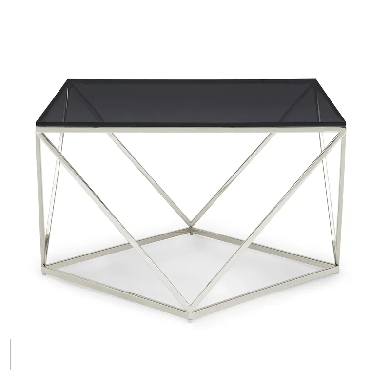 Preiswert Couchtisch - Rauchglasplatte, Polierte Edelstahlbasis, Geometrisches Design – Aria | Modus Furniture International