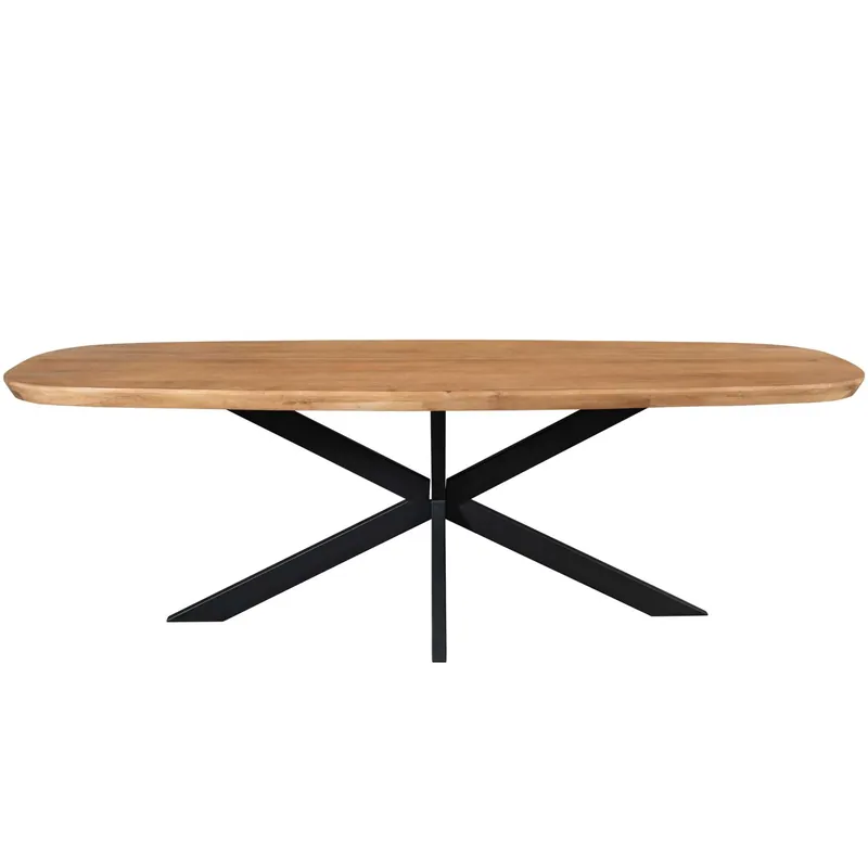 Solange Der Vorrat Reicht Esszimmertisch - Ovale Form, Naturfarbenes Mangoholz, Schwarzes Metallgestell, 200 cm – Madison | Starfurn