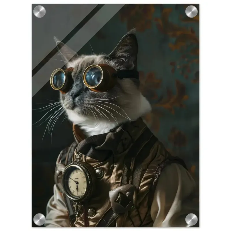 Schoolposter - Tonkinese Katze, Steampunk-Outfit, Plexiglasdruck | St Tropez Art Sale