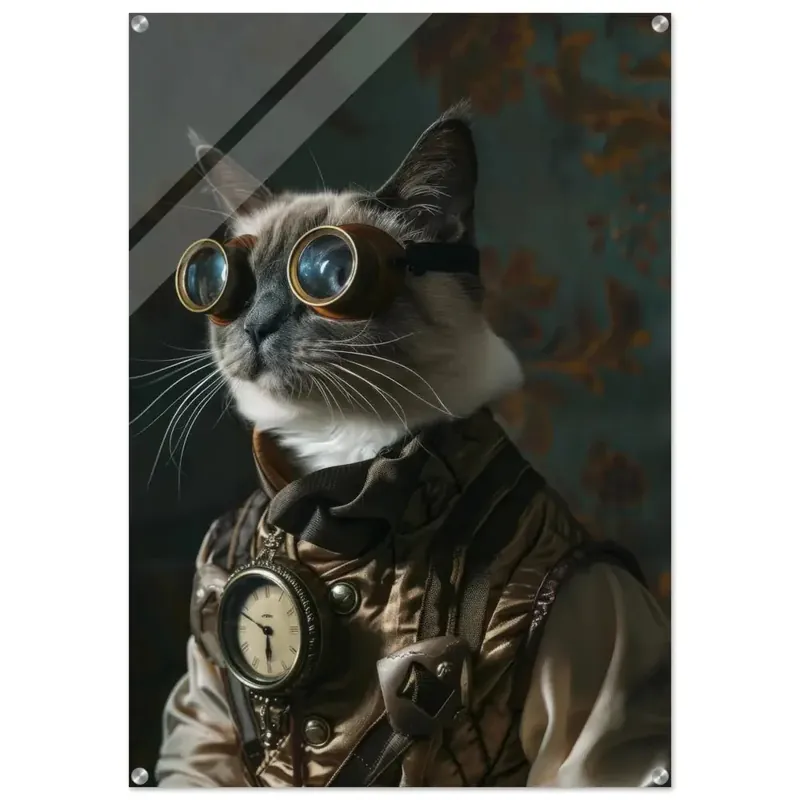 Expressversand Schoolposter - Tonkinese Katze, Steampunk-Outfit, Plexiglasdruck | St Tropez Art