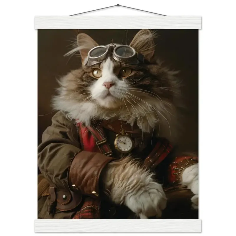 Günstig Schulposter – Türkisch-Van-Katze, Steampunk-Outfit, Brille | St Tropez Art