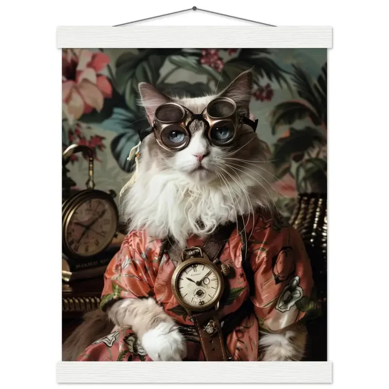 Schulposter – Balinesische Katze, Steampunk-Outfit, Vintage-Brille | St Tropez Art Sofort Bestellen