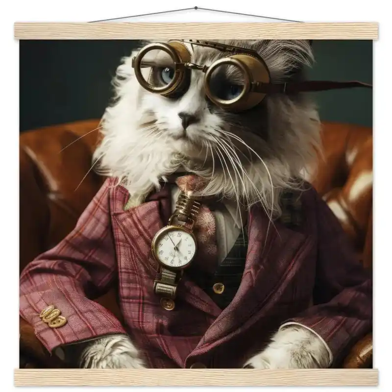 Schulposter – LaPerm Katze, Steampunk-Outfit, Retro-Brille | St Tropez Art Rabatt