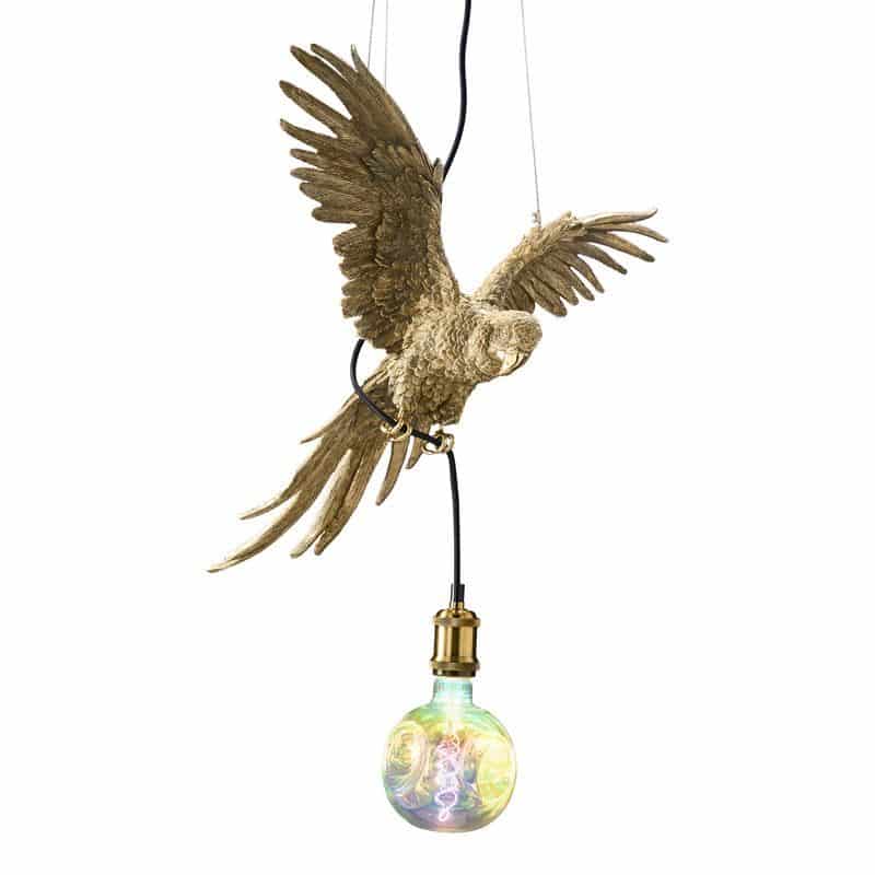 Deckenleuchte – Skulpturales Design, Exotisches Tiermotiv, Polyresin-Konstruktion, Goldenes Finish – Parrot Percy | WERNS Top-Angebot