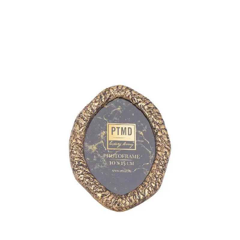 Bilderrahmen – Organisches Design, Ovale Form, Aluminium Material, Gold – Paislie | PTMD Preiswert