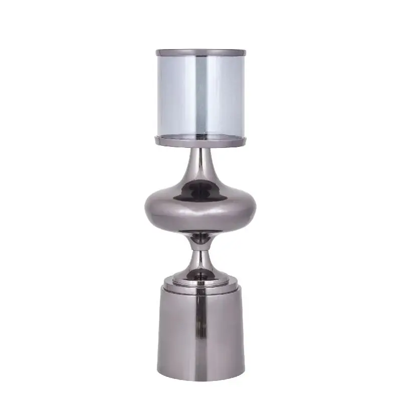 Windlicht – Aluminium Rahmen, Glas Zylinder, Schwarze Farbgebung, L – Uvira | PTMD Rabatt