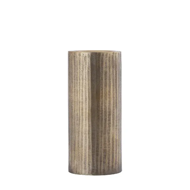 Kerzenständer – Geripptes Design, Zylindrische Form, Aluminium Material, Gold, M – Jowad | PTMD Echt